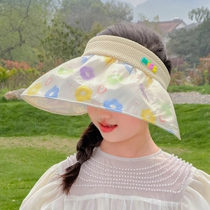 Girls floral bunny sun hat with wide brim and silver coating for UV protection