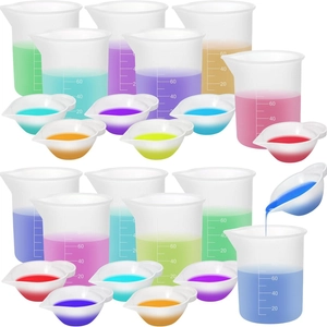 Reusable 100ml silicone measuring cups set with scale for resin DIY and jewelry making
