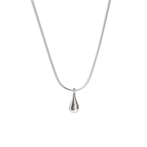 Minimalist S925 sterling silver teardrop pendant necklace with sleek snake chain for women