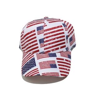Vista dettagliata del cappellino da baseball con stampa bandiera americana e stelle