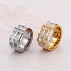 Wide band 18k gold and silver rings with white mother of pearl and pave crystals
