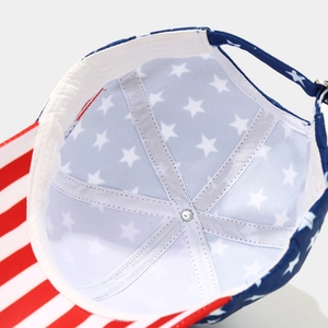 Internal view of the stars and stripes baseball cap with reinforced inner stitching