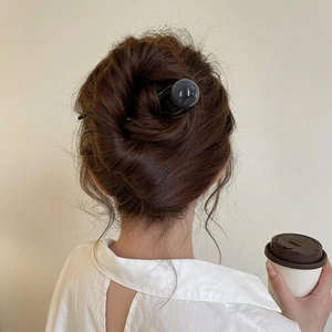 Épingle à cheveux rétro en U avec perle de marbre pour chignons et coiffures chic