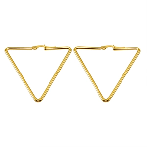 Polished 18k gold plated stainless steel geometric triangle hoop earrings for women