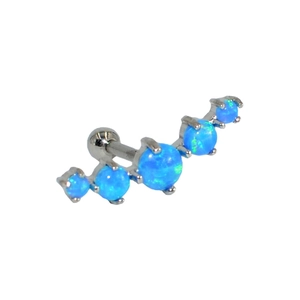Piercing cartilage courbe en acier chirurgical avec pierres opales bleues serties
