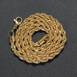 Detail of 5mm gold-plated stainless steel rope chain with secure lobster clasp fastening