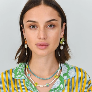 Freshwater Pearl And Colorful Flower Beaded Necklace Handmade Bohemian Style Summer Jewelry For Women