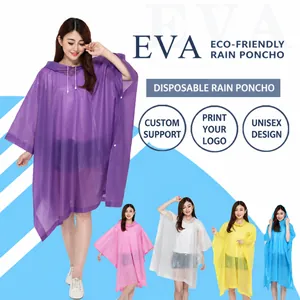 Adult Rain Poncho EVA Waterproof Hooded Non-Disposable Semi-Transparent Poncho Coat For Men Women Outdoor Travel