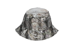 Close-up of stylish snakeskin pattern texture on a high-quality PVC bucket hat material