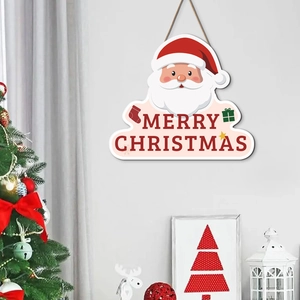 Weihnachtliches Türschild aus Holz mit Weihnachtsmann-Motiv für Partydekoration