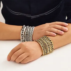 Bracciale in Acciaio Inossidabile con Maglia Cubana per Uomo Donna Gioielli Moda Hip Hop Bracciale a Catena Galvanico in Acciaio al Titanio Accessori