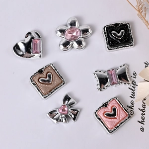 DIY Y2K silver metal butterfly heart and flower charms for phone cases and shoes