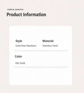 Detailed product specifications for the 18k gold plated stainless steel pearl necklace