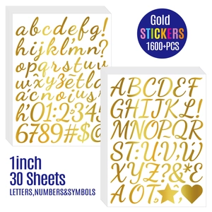 Alphabet Number Stickers Gold Silver Vinyl Waterproof Decorative Letters For DIY Scrapbooking Laptop Cup Decoration