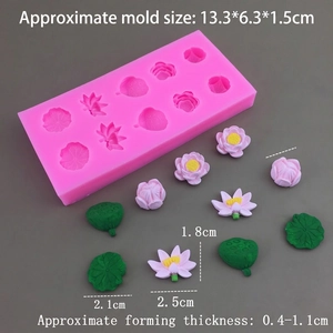 Pink lotus leaf silicone mold for resin and clay featuring various floral patterns