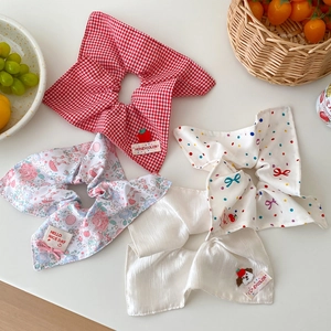 Sweet Scrunchies Hair Ties Fabric Polka Dot Floral Plaid Embroidery Korean Style Elastic Hair Bands For Women