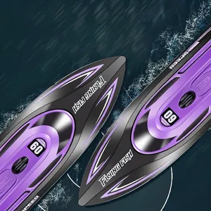 HJ812 RC speed boat in purple and black with 25km/h speed and 8-figure auto pilot mode