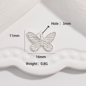 Polished S925 sterling silver bow pendant 11x16mm for DIY jewelry making charm
