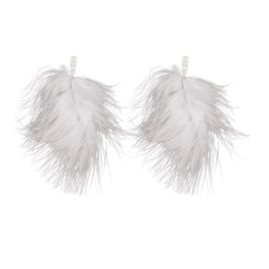 Elegant silver earrings with grey feather tassels and sparkling zircon accents