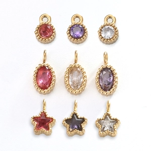 Stainless Steel Mini Pendants Gold Plated Zircon Geometric Star Oval Round DIY Jewelry Making Charms For Necklace Bracelet