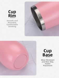 Detail showing smooth metal rim and non-slip bottom of the 12oz stainless steel egg cup