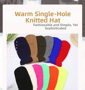 Outdoor knitted balaclava with single hole design shown in twelve vibrant colors