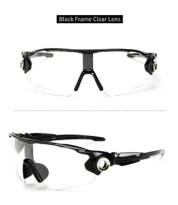 Detail view of model 9271 sports sunglasses with black frames and clear lenses