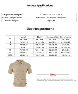 Tableau des tailles pour polo homme indiquant les mesures du buste et de la longueur