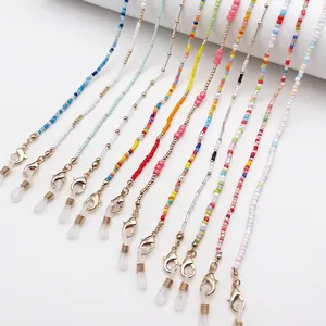 Handmade Glass Seed Bead Glasses Chain Anti Slip Sunglasses Strap Lanyard Bohemian Colorful Eyewear Accessory Women