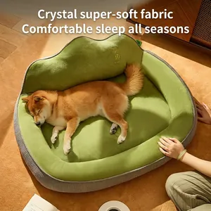 Cloud-shaped green pet bed with thickened backrest for dogs and cats for all seasons