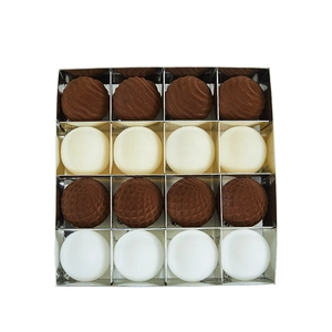 Luxury gift box with 16 textured brown and white Christmas chocolate truffles decorations