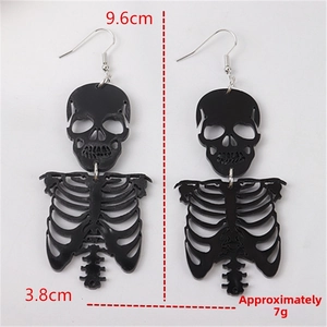 Detailed view of Halloween gothic skeleton earrings with dimensions 9.6cm by 3.8cm