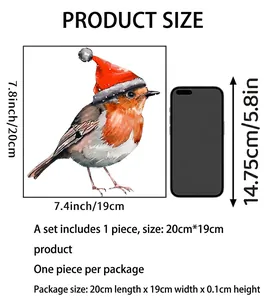 Christmas robin wall decal watercolor bird sticker dimensions 20x19cm for room decor
