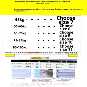 Size chart for heart ring showing US sizes 7 to 11 with measurement guide in millimeters