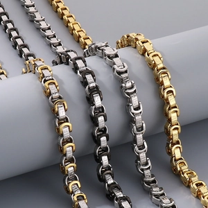 Byzantine chain necklace set in gold, silver, and dual-tone stainless steel finish