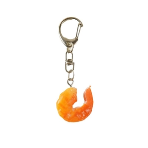 Realistische PVC-garnalenmodel sleutelhanger met oranje textuur en metalen sluiting