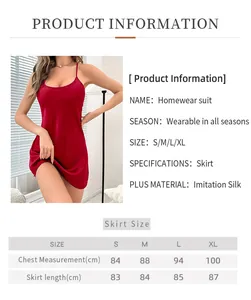Size guide for the backless silk homewear dress showing chest and length measurements