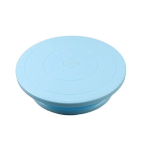 Blue circular rotating cake turntable made of durable PP plastic for professional decorating