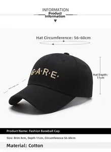 Dettaglio del cappello in cotone con ricamo G.A.R.E dorato e visiera da 8cm di lunghezza