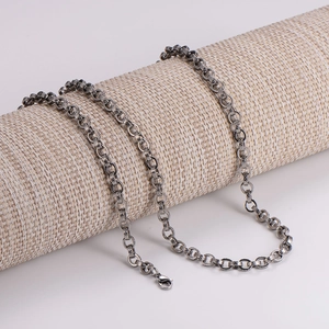 Minimalist Fashion 304 Stainless Steel Necklace And Bracelet Textured Flat Link Chain Jewelry For Men