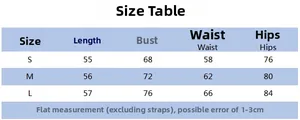 Size chart for the gradient sexy bodycon dress including bust waist and hip measurements
