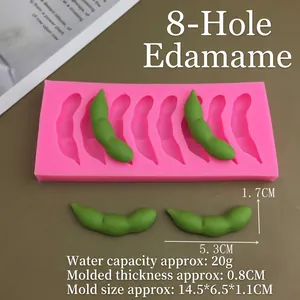 Détails du moule en silicone rose à 8 cavités pour fèves d'edamame en pâte à sucre