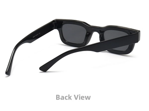 Detail view of rectangular black sunglasses showing temple specifications 5305 44-22-143