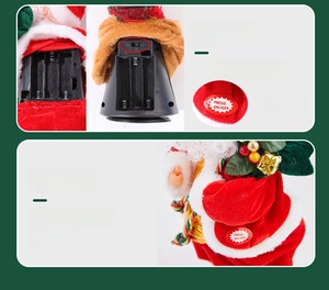 Details von Batteriefach und Druckschalter am elektrischen kletternden Weihnachtsmann