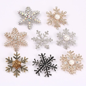 Elegant Christmas snowflake brooch collection with sparkling rhinestones and pearls