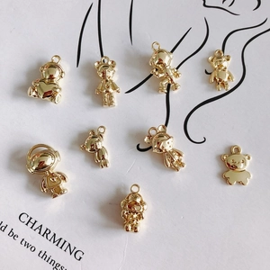 Bear Astronaut Pendants Alloy Golden Charms For DIY Jewelry Making Accessories Retro Hollow Design Cute Cartoon Styles