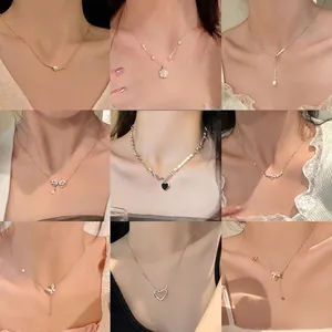 Collana In Acciaio Al Titanio Con Ciondolo Farfalla Cuore Perla Artificial Zirconia Per Donna Elegante Catenina Da Clavicola