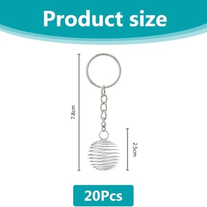 20Pcs DIY stainless steel spring ball pendant keychain with spiral cage and ring