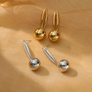 Minimalist Stainless Steel Ball Drop Earrings For Women Gold Silver Plated Hollow Oval Geometric Fashion Jewelry Accessories