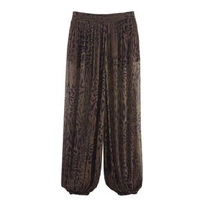 Pantaloni Harem Con Stampa Leopardata Donna Chiffon Pieghettato Vita Alta Pantaloni Lanterna Boho Chic